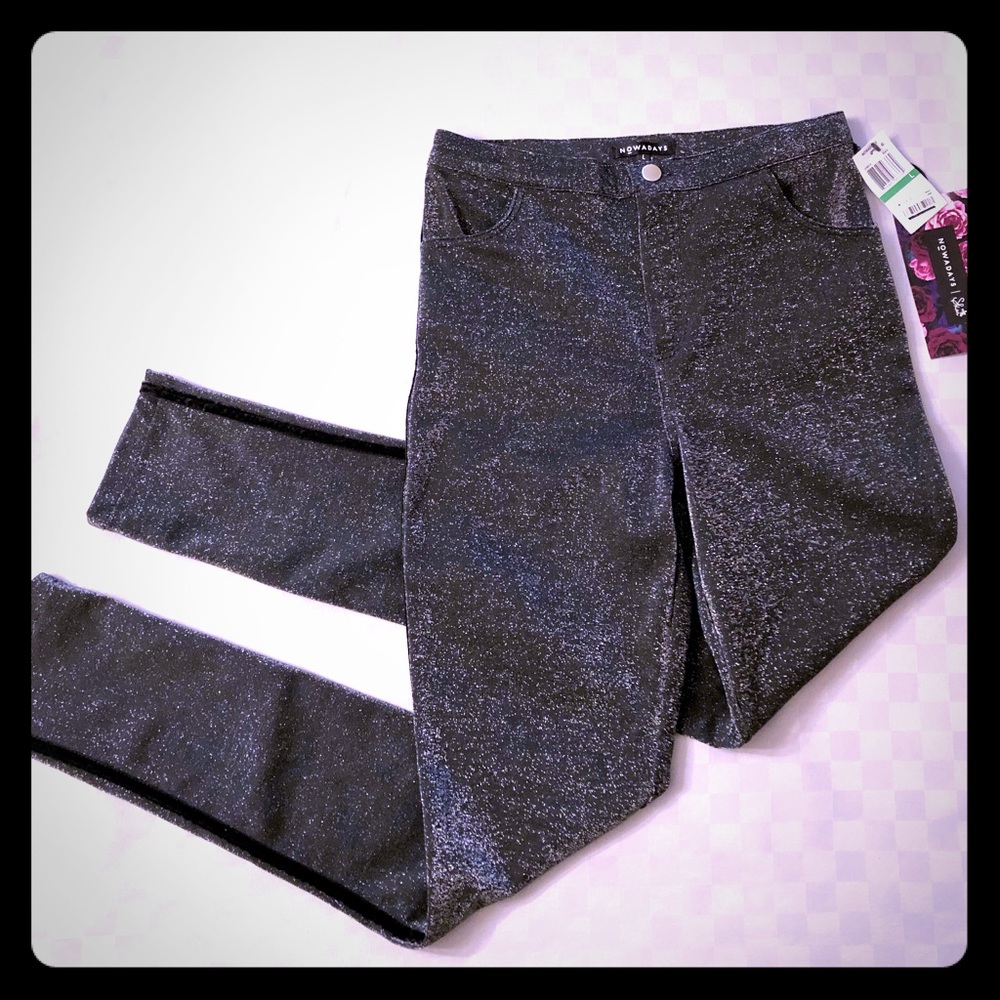 NWT black stretch sparkle pants. Very festive